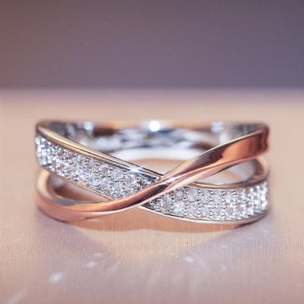 Rose Gold pave Diamond Band Ring - Picture 2 of 4